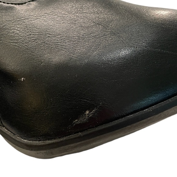 JustFab Over Knee Stiletto Platform Non Leather Black Boot Gold Buckle Detail 11 - Picture 6 of 7